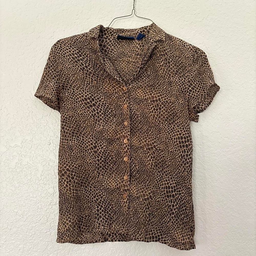 Karen Scott  100% Silk leopard top